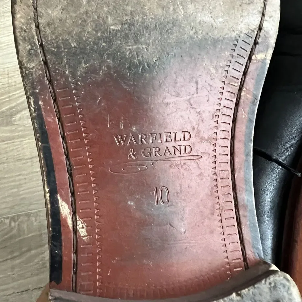 Warfield & Grand Mens Berkeley Oxford Black Leather Dress Shoes Sz 10 Lace Up